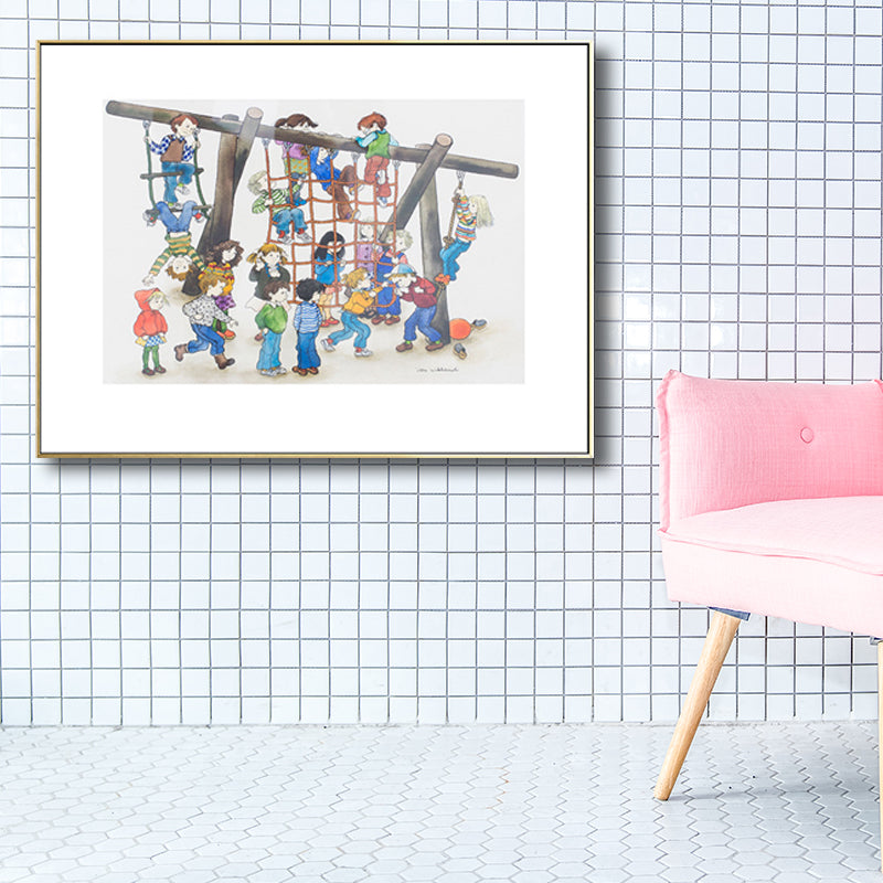 Back to Childhood Drawing Canvas Wall Art Kids Textured Wall Decoration in Soft Color