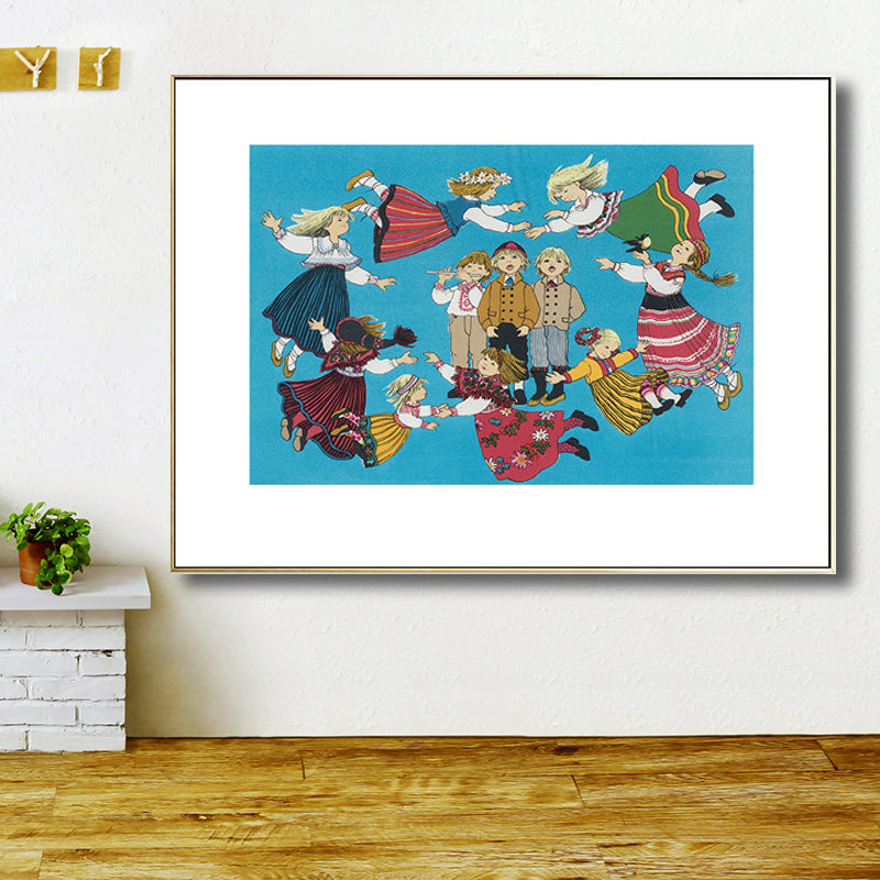 Back to Childhood Drawing Canvas Wall Art Kids Textured Wall Decoration in Soft Color