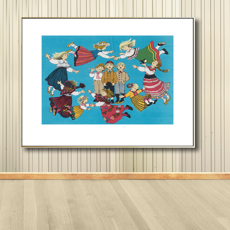 Back to Childhood Drawing Canvas Wall Art Kids Textured Wall Decoration in Soft Color