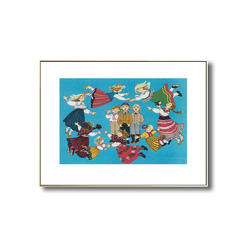 Back to Childhood Drawing Canvas Wall Art Kids Textured Wall Decoration in Soft Color