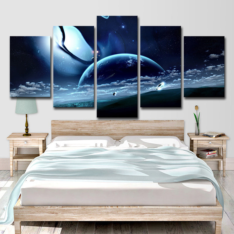 Star Trek Space View Canvas Science Fiction Multi-Piece Wall Art Decor in Dark Blue