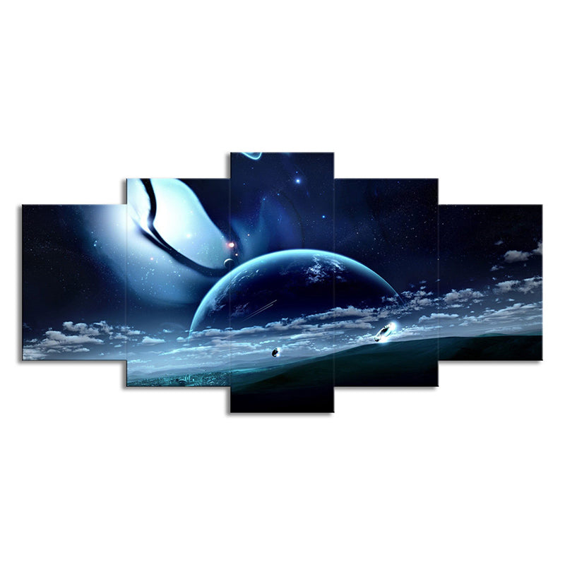 Star Trek Space View Canvas Science Fiction Multi-Piece Wall Art Decor in Dark Blue