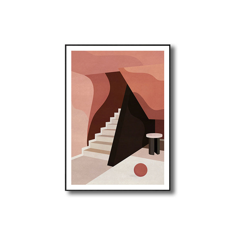 Stairs Wall Decor Scandinavian Style Textured Living Room Canvas, Multiple Sizes