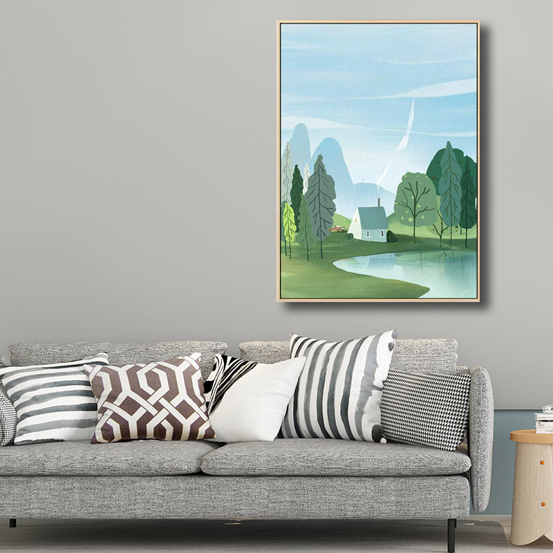 Peinture de paysage forestier de Style campagnard, couleur Pastel, décor artistique mural pour chambre de filles