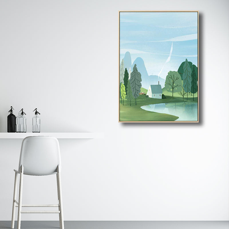 Peinture de paysage forestier de Style campagnard, couleur Pastel, décor artistique mural pour chambre de filles