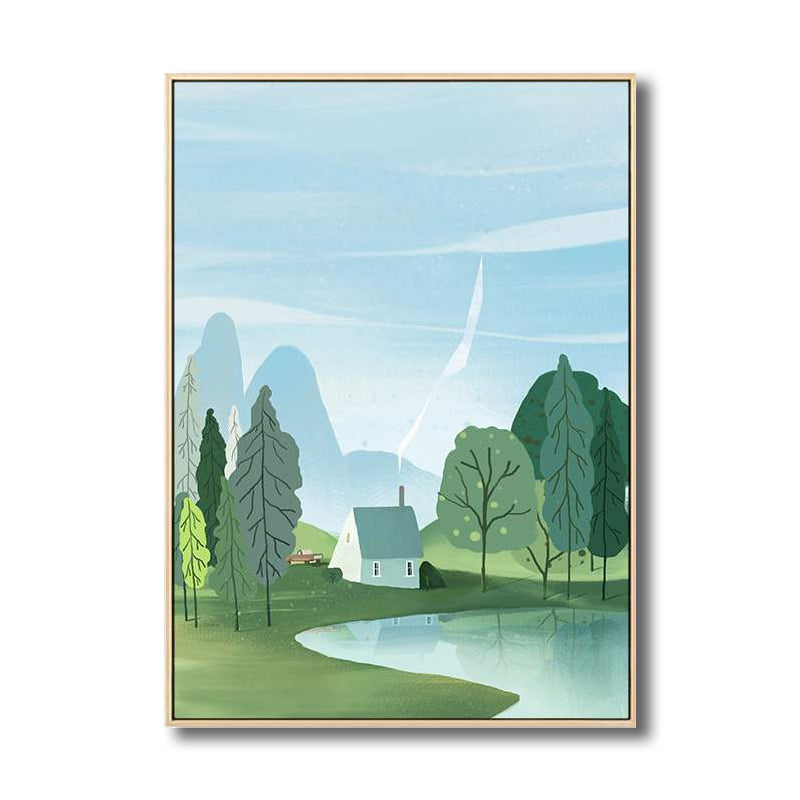 Peinture de paysage forestier de Style campagnard, couleur Pastel, décor artistique mural pour chambre de filles