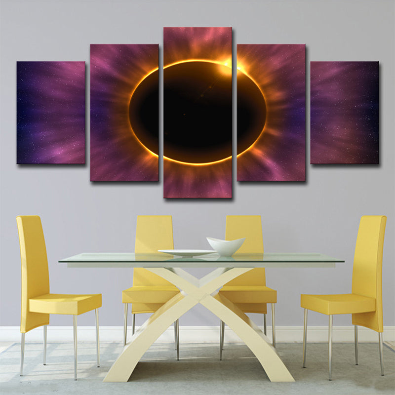 Purple Solar Eclipse Wall Art Astronomy Fictional Multi-Piece Canvas Print for Home