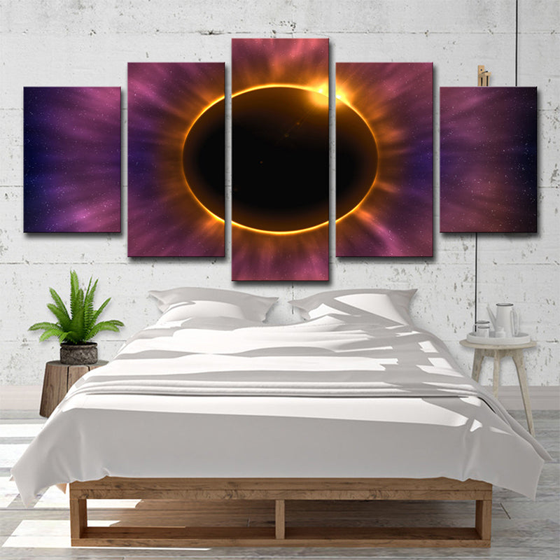Purple Solar Eclipse Wall Art Astronomy Fictional Multi-Piece Canvas Print for Home