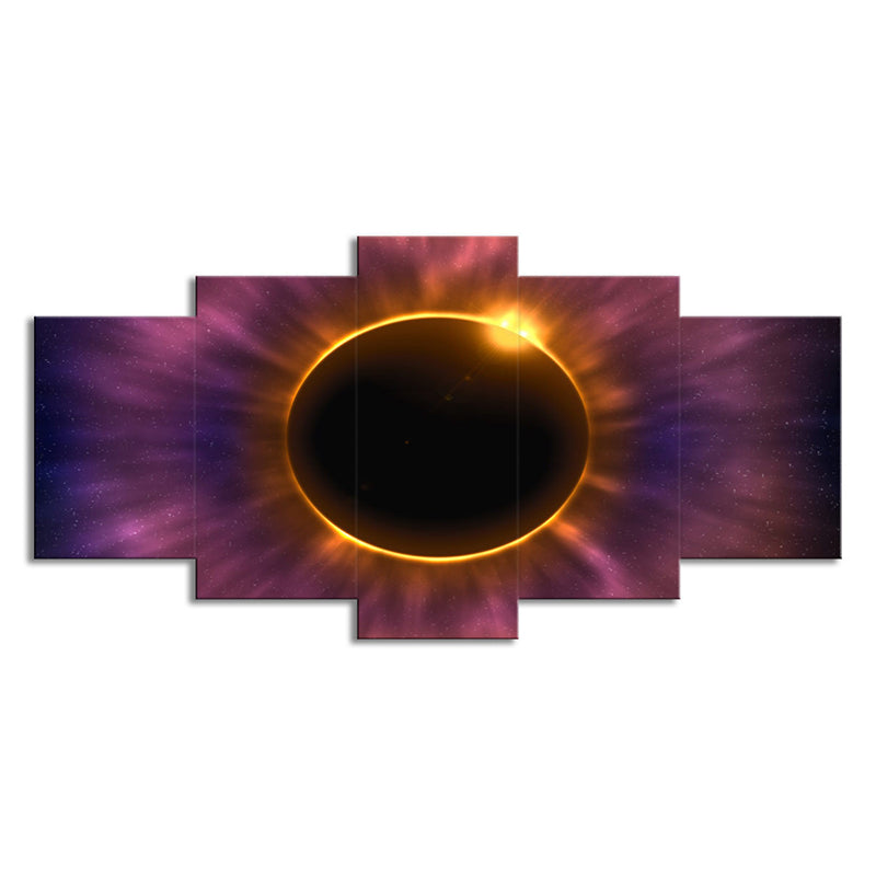 Purple Solar Eclipse Wall Art Astronomy Fictional Multi-Piece Canvas Print for Home