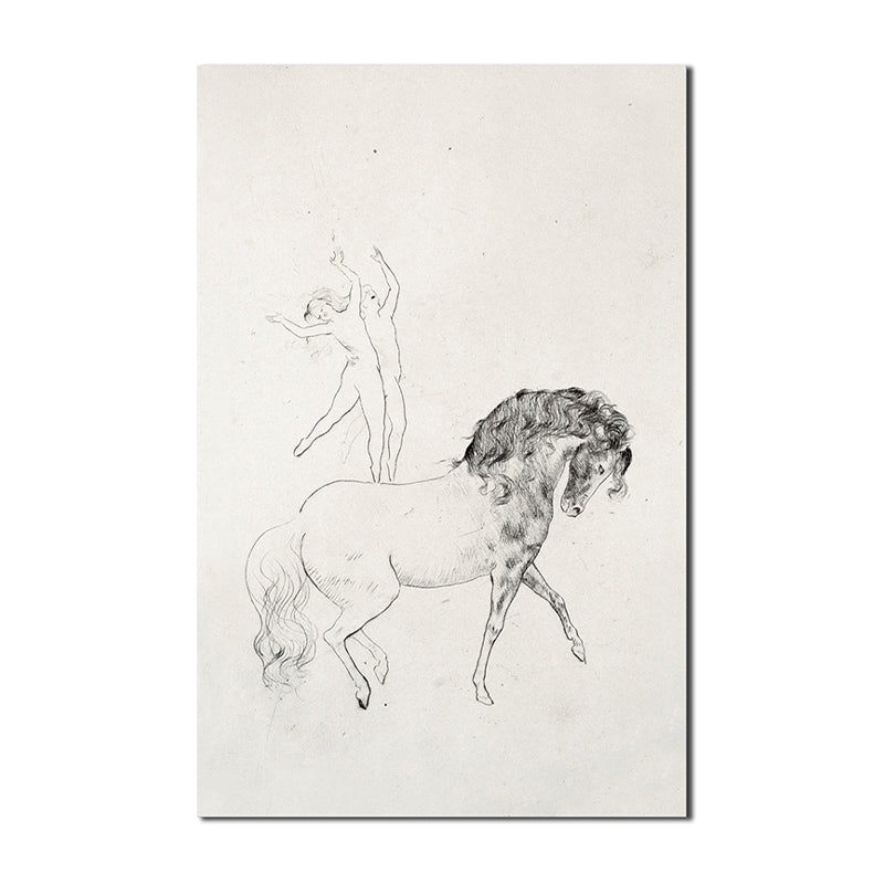 Minimalism Style Riding Canvas Boys Bedroom Wall Decor in Gray, Multiple Sizes Options