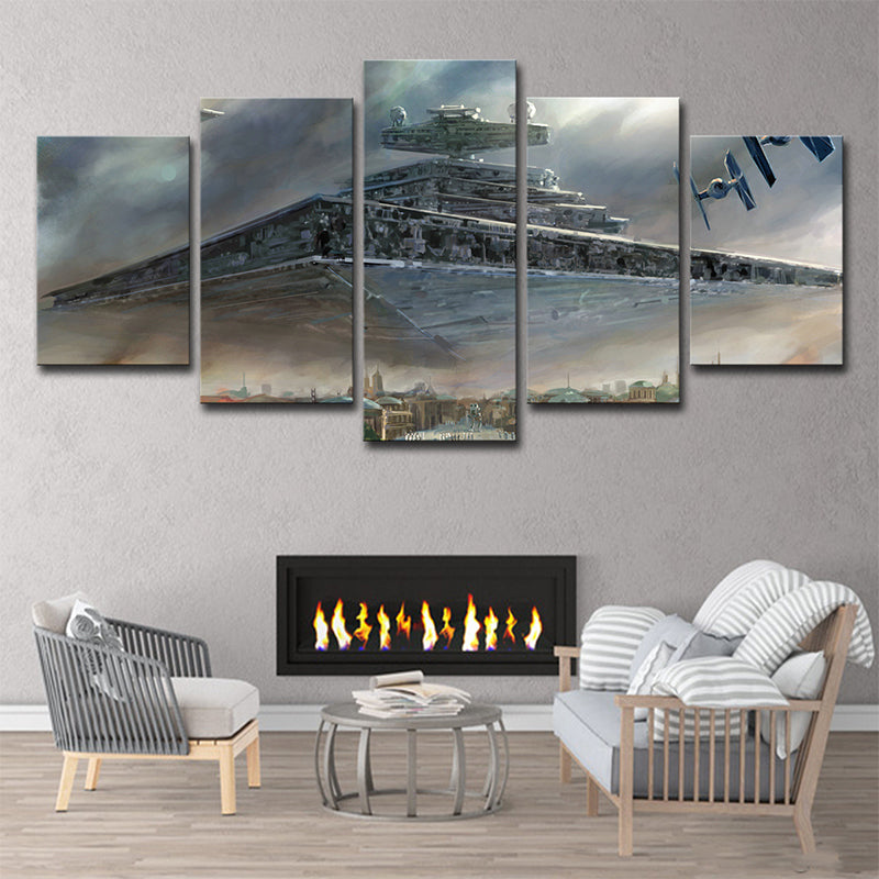 Star Wars Floating City Canvas Science Fiction Multi-Piece Wall Art Print in Brown
