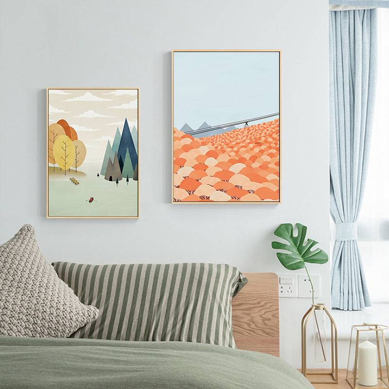 Illustrations Fall Forest Wall Decor Textured Childrens Art Bedroom Canvas Print