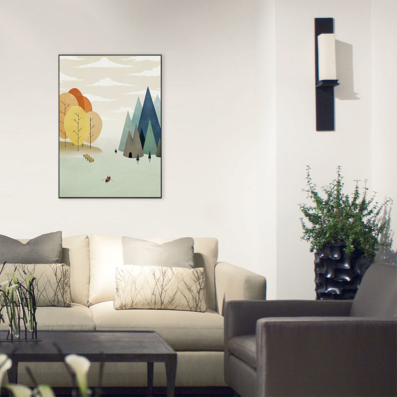 Illustrations Fall Forest Wall Decor Textured Childrens Art Bedroom Canvas Print