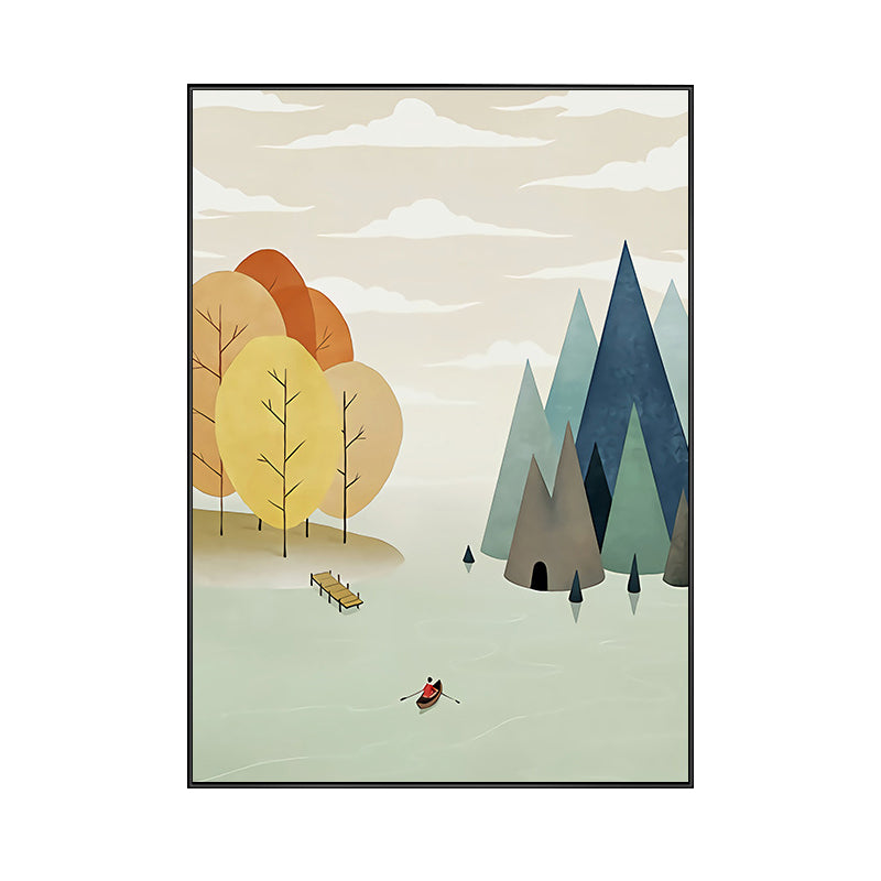 Illustrations Fall Forest Wall Decor Textured Childrens Art Bedroom Canvas Print