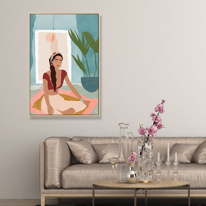 Sorgloses Mädchen-Wanddekor für das Wohnzimmer in Pastellfarben, mehrere Größen erhältlich