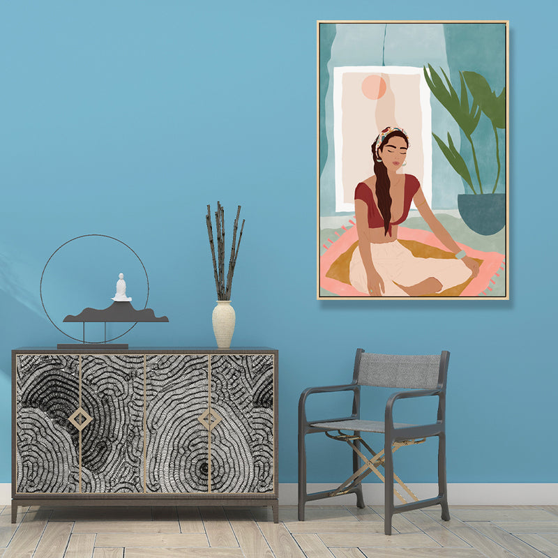 Sorgloses Mädchen-Wanddekor für das Wohnzimmer in Pastellfarben, mehrere Größen erhältlich