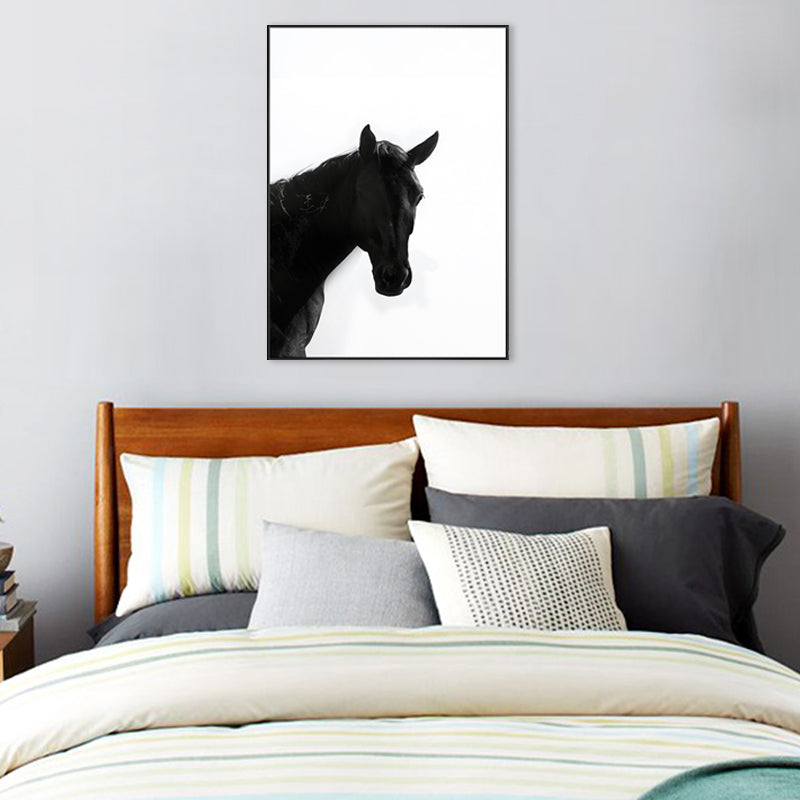 Photograph Black Horse Art Print Textured Farmhouse Sitting Room Wall Decoration