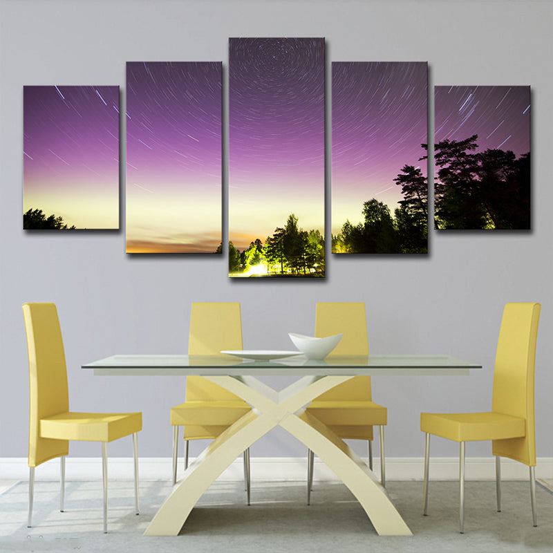 Purple Starry Scenery Wall Art Decor Multi-Piece Science Fiction Girls Bedroom Canvas