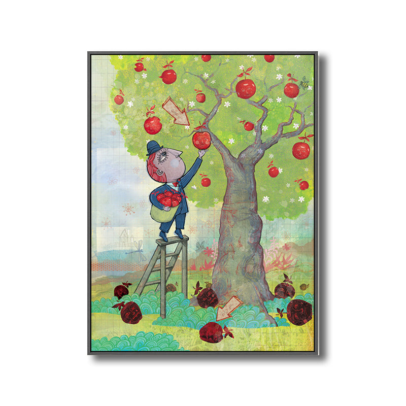 Illustration Fruit Harvesting Canvas Print Childrens Art Textured Kids Room Wall Decor