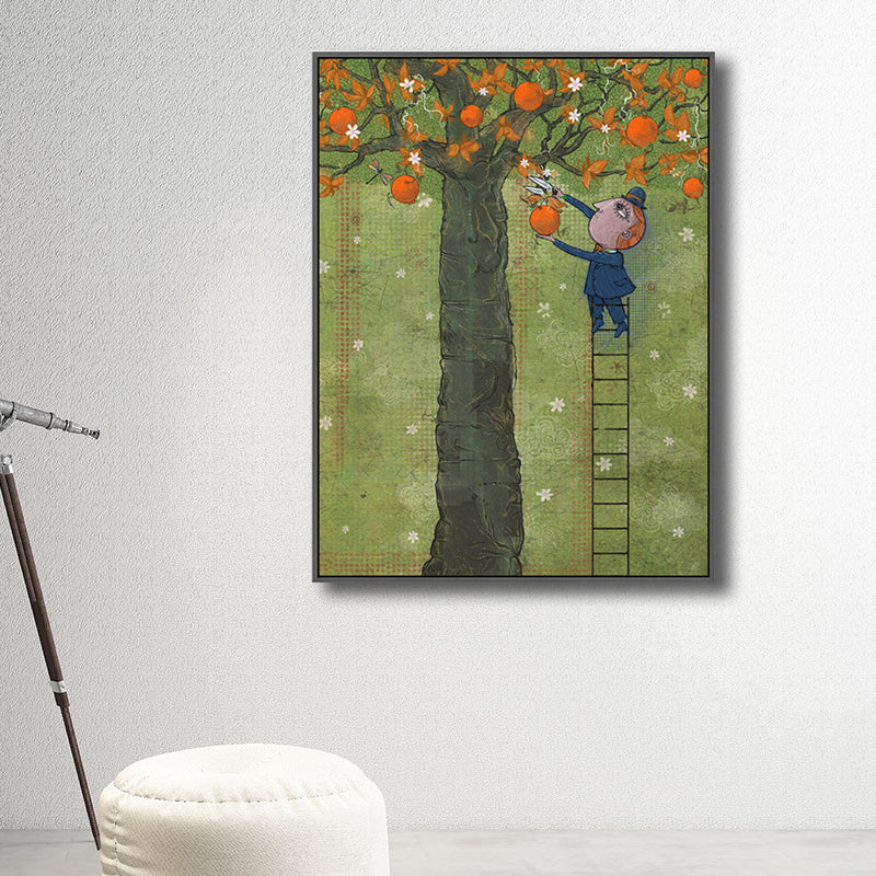 Illustration Fruit Harvesting Canvas Print Childrens Art Textured Kids Room Wall Decor