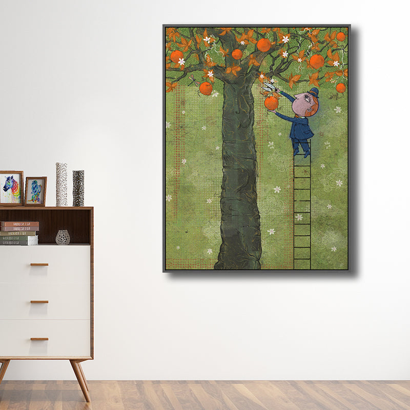 Illustration Fruit Harvesting Canvas Print Childrens Art Textured Kids Room Wall Decor
