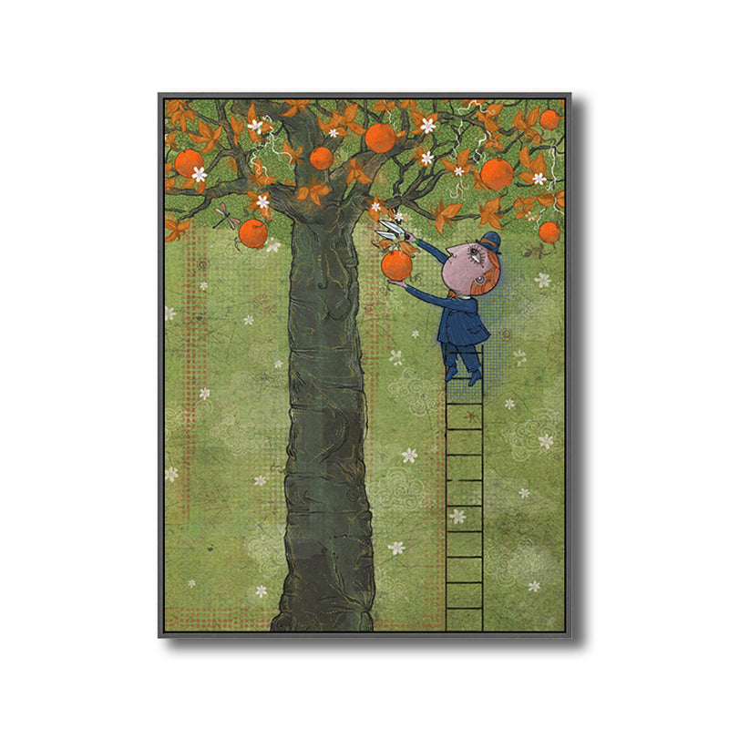 Illustration Fruit Harvesting Canvas Print Childrens Art Textured Kids Room Wall Decor