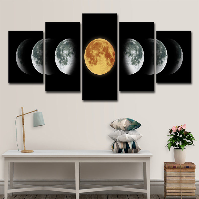 Black Lunar Eclipse Art Print Astronomy Contemporary Multi-Piece Wall Decor for Home