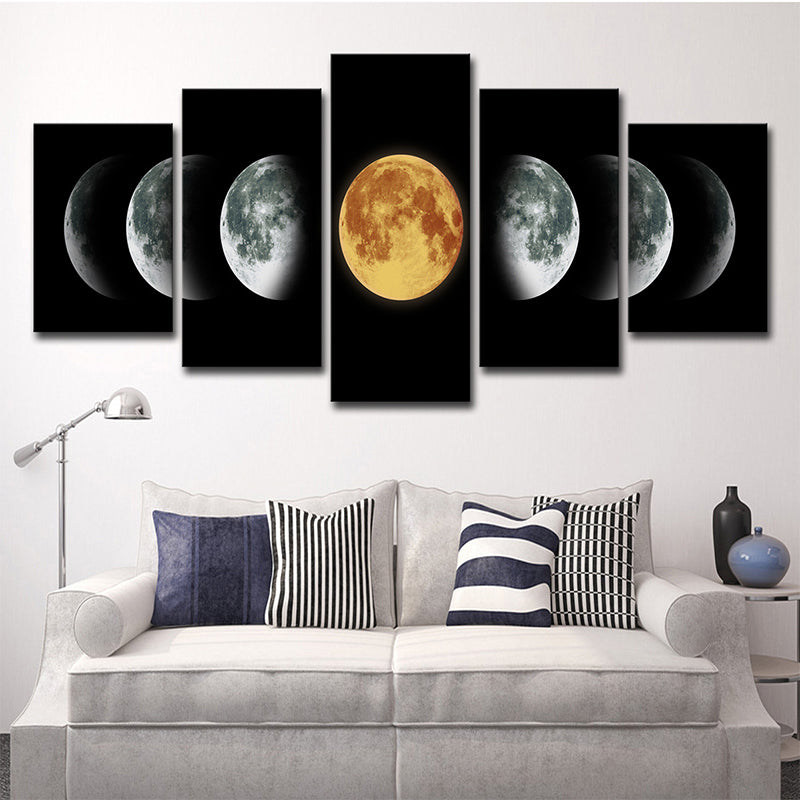 Black Lunar Eclipse Art Print Astronomy Contemporary Multi-Piece Wall Decor for Home