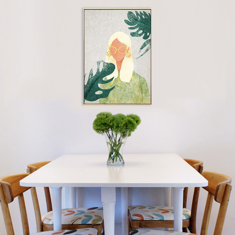 Leinwand-Pastellfarbengemälde, nordisches, stilvolles Mädchen-Wandkunst-Dekor, mehrere Größen