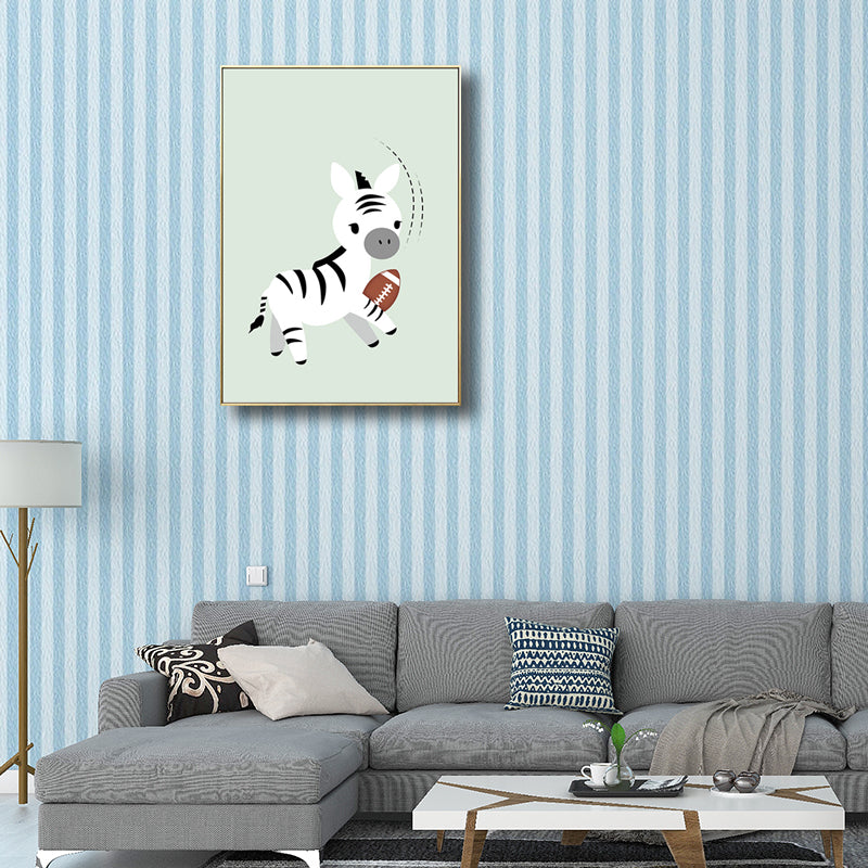 Children's Art Cartoon Animals Painting in Soft Color Textured Canvas for Kids Room