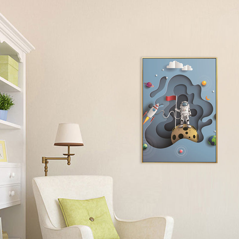 Outer Space Canvas for Bathroom Illustration Painting Wall Print, Multiple Sizes