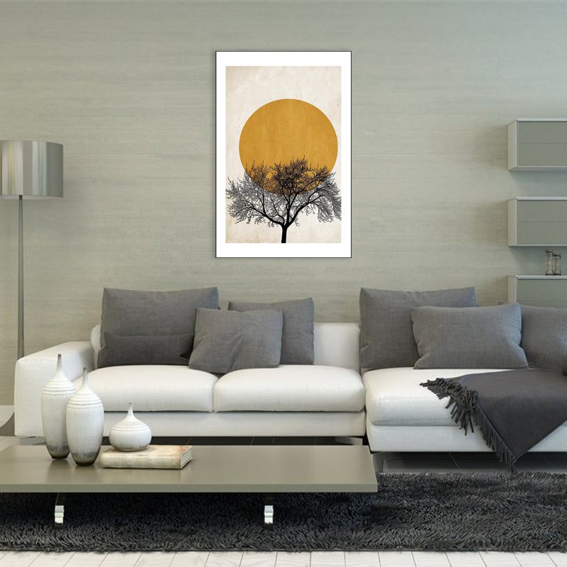 Kids Style Full Moon Painting Children Bedroom Wall Art in Yellow, Multiple Sizes