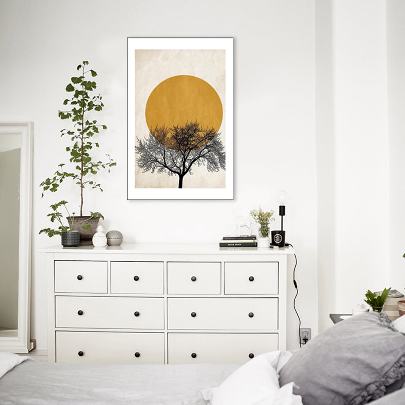 Kids Style Full Moon Painting Children Bedroom Wall Art in Yellow, Multiple Sizes