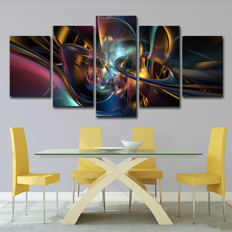 Veelkleurige bloemmotief canvas kunst abstracte moderne meerdelige wanddecoratie op zwart