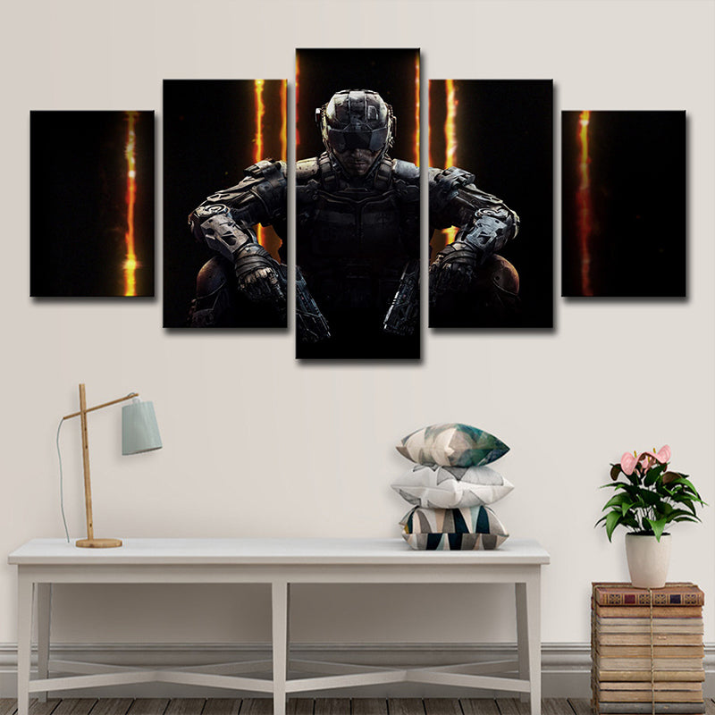 Black Game Character Canvas Print Multi-Piece Wall Art for Teenage Bedroom