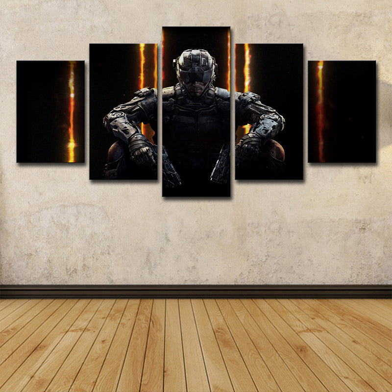Black Game Character Canvas Print Multi-Piece Wall Art for Teenage Bedroom