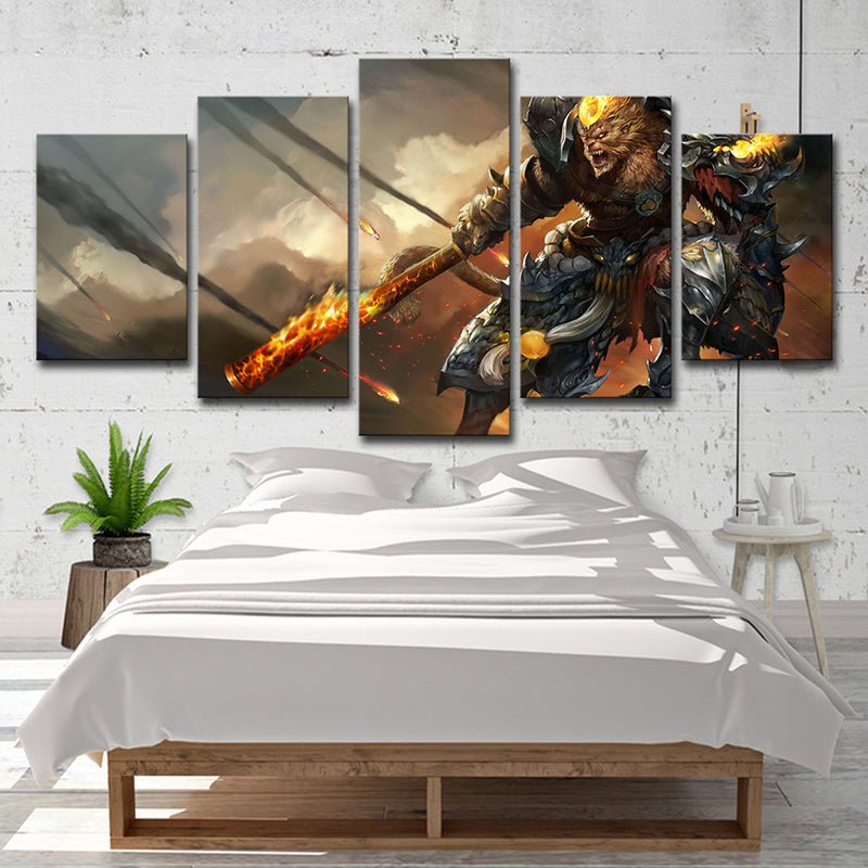 Cartoon Game Character Canvas Art Brown Multi-Piece Wall Decoration for Boys Room