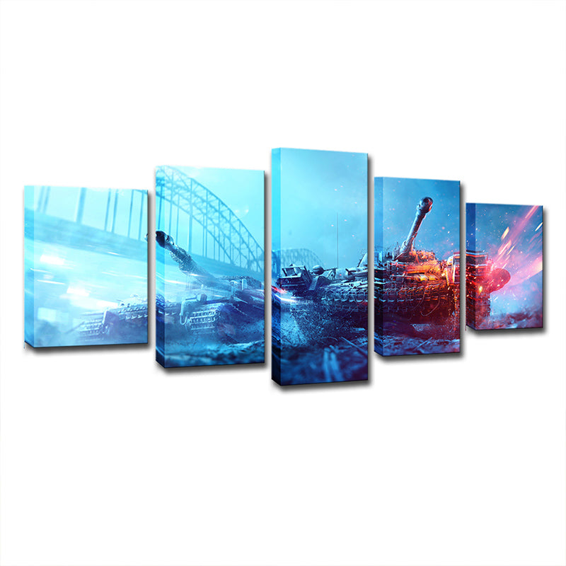 Blue Space Fight Tank Art Print Multi-Piece Fictional Living Room Wall Decoration