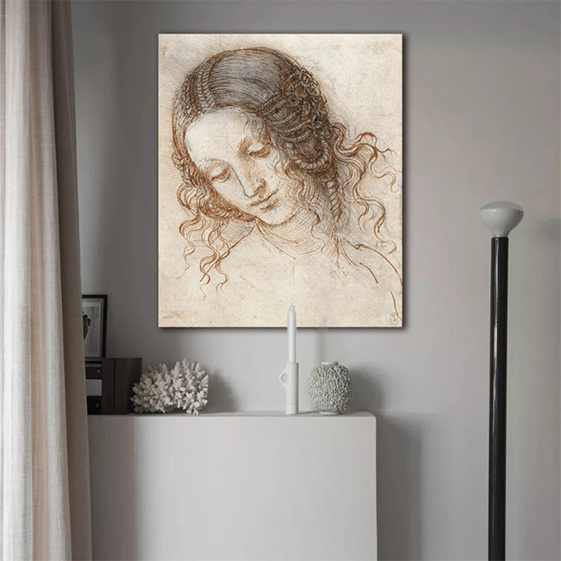 Minimalism Maiden Art Charcoal Drawings Gray Wall Decor, Multiple Sizes Available