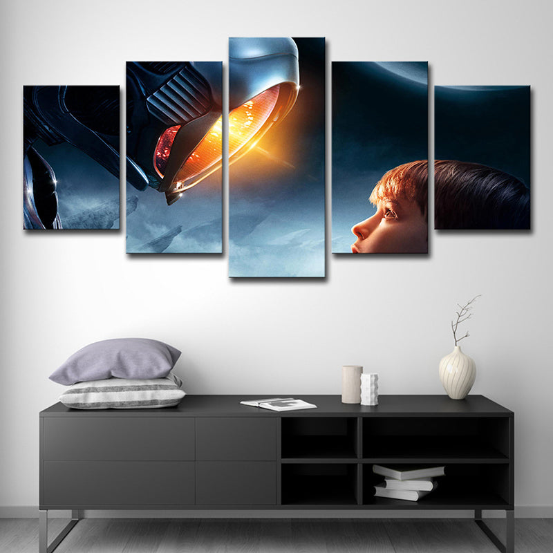 Boy Lost in Space Canvas Science Fiction Multi-Piece Bedroom Wall Art Decor in Blue