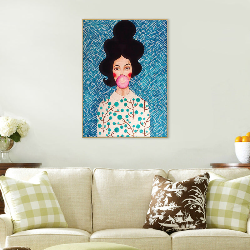 Illustration Figure Drawing Canvas Wall Art for Family Room, Pastel Color, Textured