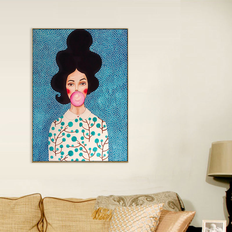 Illustration Figure Drawing Canvas Wall Art for Family Room, Pastel Color, Textured