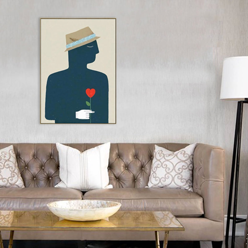 Illustration Figure Drawing Canvas Wall Art for Family Room, Pastel Color, Textured