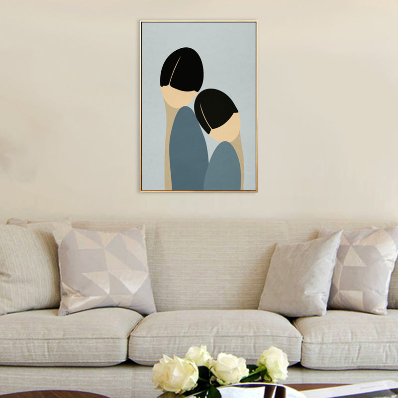 Nordic Style Standing Figure Canvas in Light Color Textured Painting for Bathroom