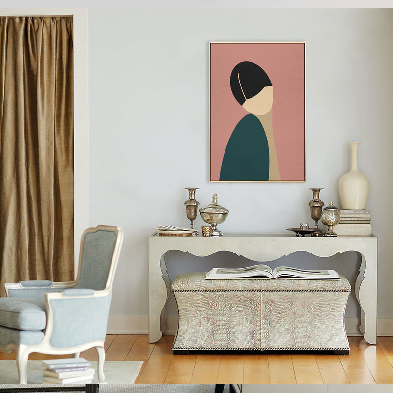 Nordic Style Standing Figure Canvas in Light Color Textured Painting for Bathroom