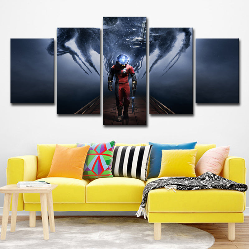 Prey Video Game Scene Canvas Art Kids Multi-Piece Wall Decor in Blue for Bedroom
