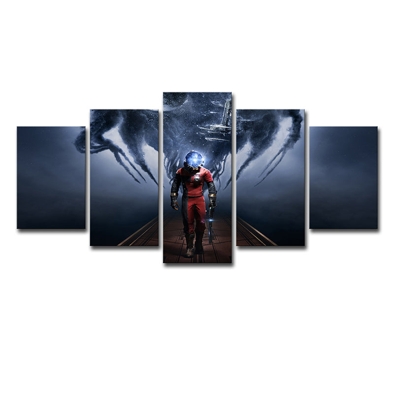 Prey Video Game Scene Canvas Art Kids Multi-Piece Wall Decor in Blue for Bedroom