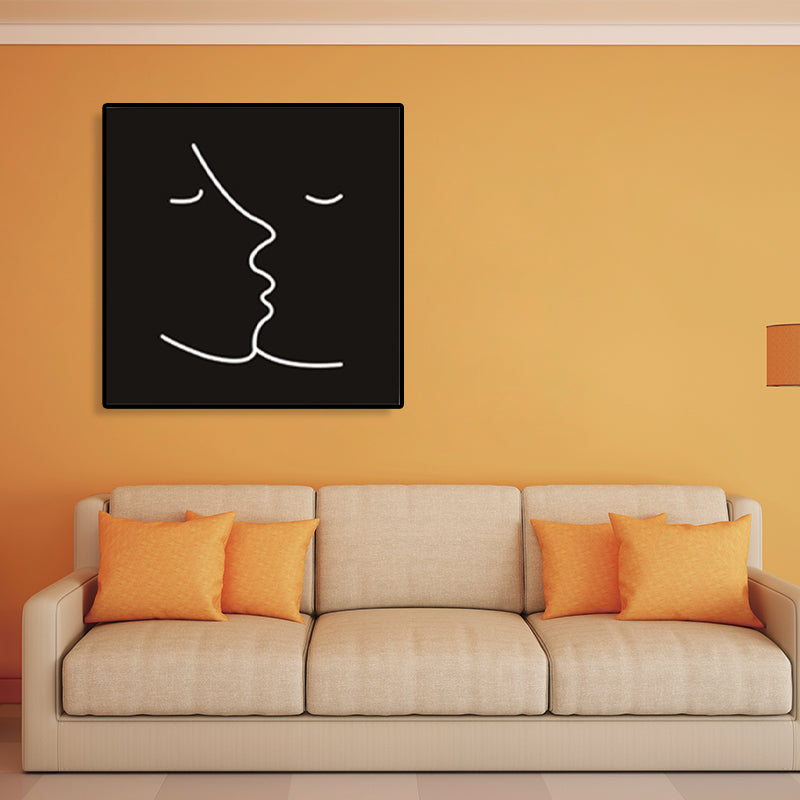 Kissing Faces Painting Black Canvas Wall Art Print Textured, Multiple Sizes Available