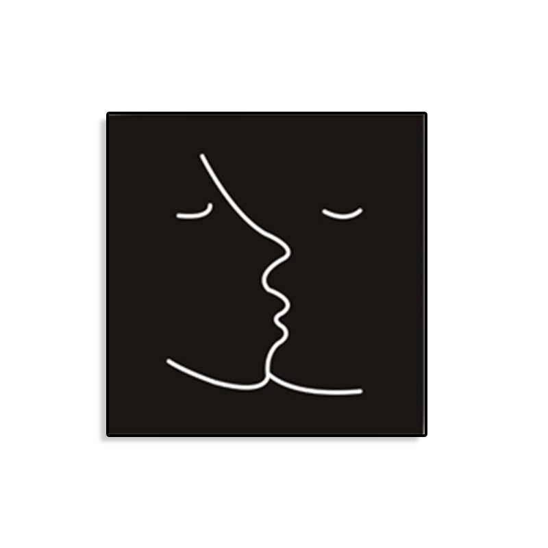 Kissing Faces Painting Black Canvas Wall Art Print Textured, Multiple Sizes Available