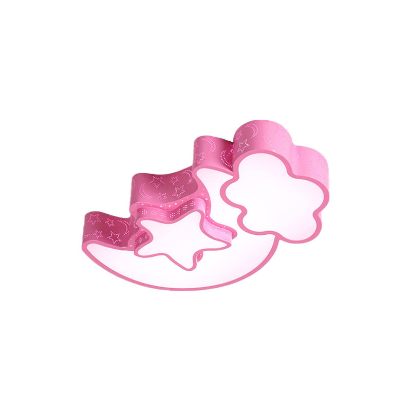 Kids Cloud and Crescent Ceiling Light Acrylic Candy Colored Flush Mount Light for Hallway